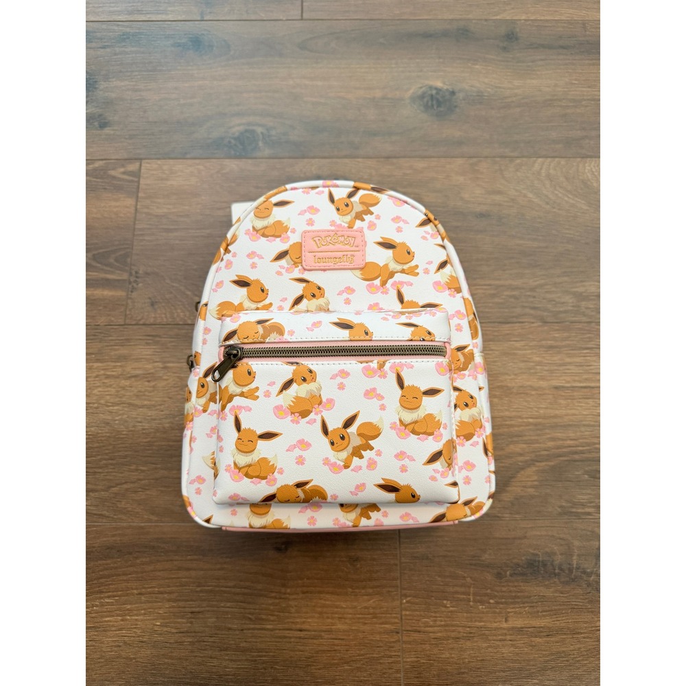 Loungefly Pokemon Eevee Cherry Blossom Mini Backpack White Pink NWT